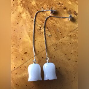 Natural Jade Sterling Silver Dangle Earrings